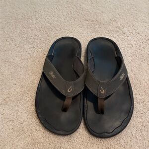 OluKai Dark Sandals with Brown Straps